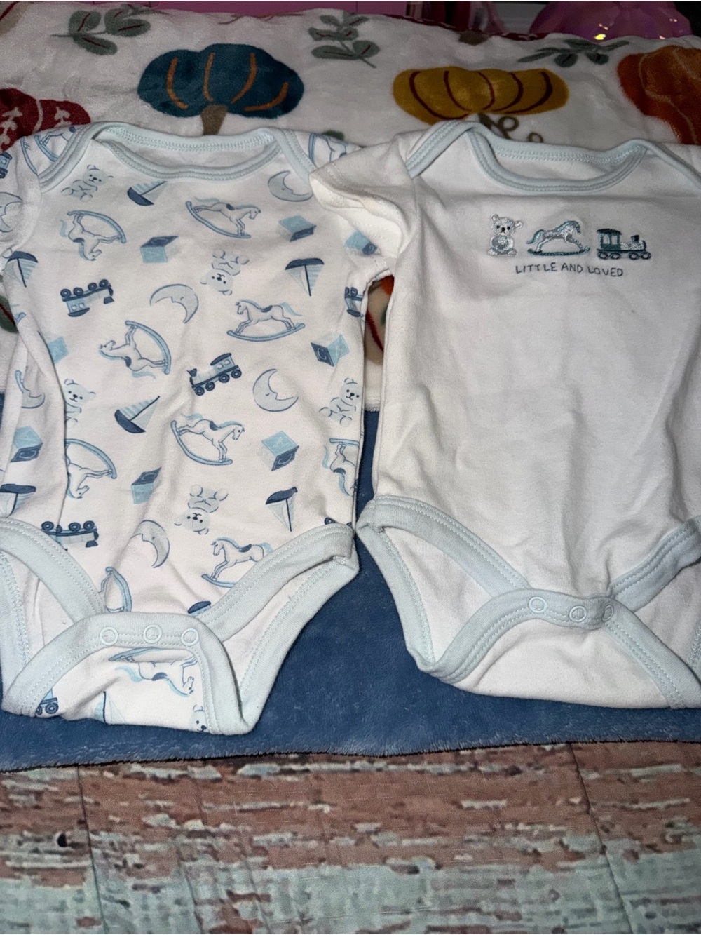 Baby Boys' Blue Trim Cotton One-Piece Bodysuits - Pack of 2